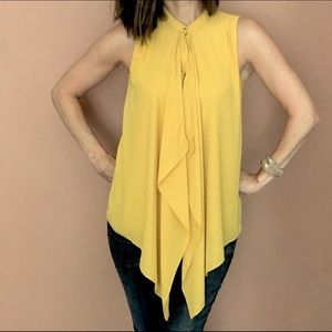 H&M Mustard Sleeveless Waterfall Front Blouse 4